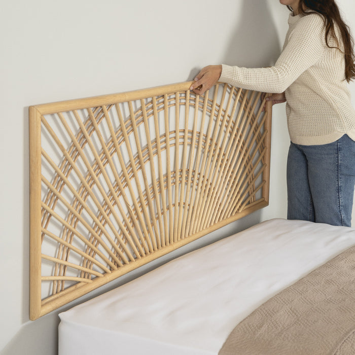 Tête de lit murale Balka en rotin - naturelle, lever de soleil