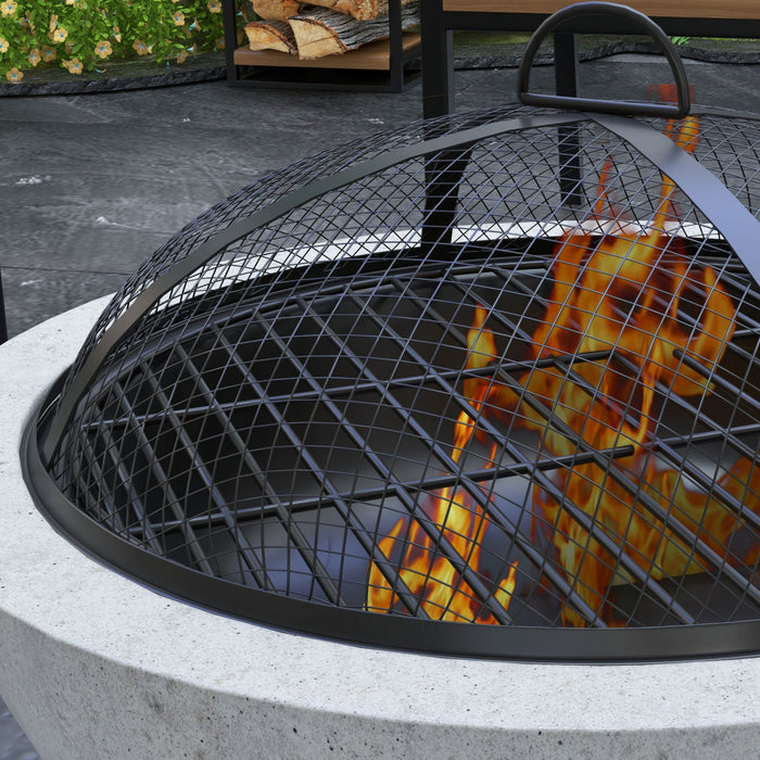 Outsunny Barbecue Avec Foyer 2 En 1, Barbecue Au Charbon De 24 Po, Gris