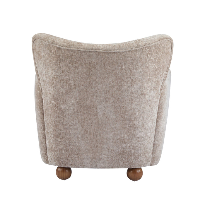 Wingate Fauteuil Aile Confortable en Tissu Premium et Pieds en Bois Massif, Brun Beige