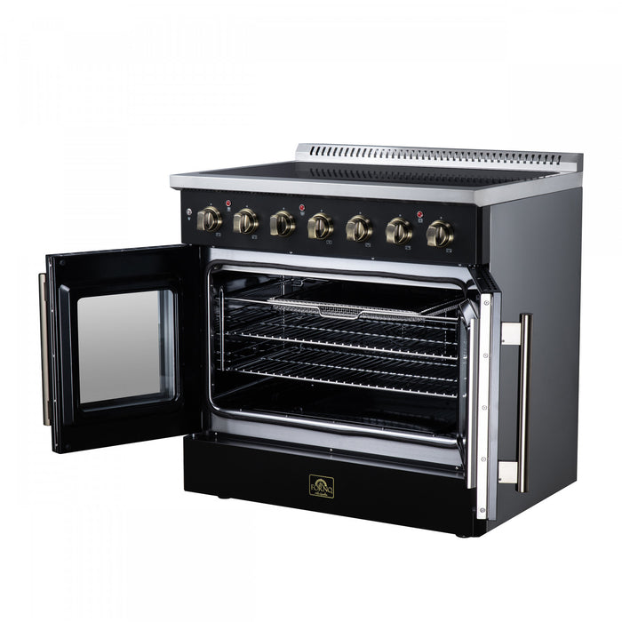 Cuisiniere electrique Galiano de 36 po a portes francaises, 5 foyers, 5,36 pi³, noir – FFSEL6917-36BLK