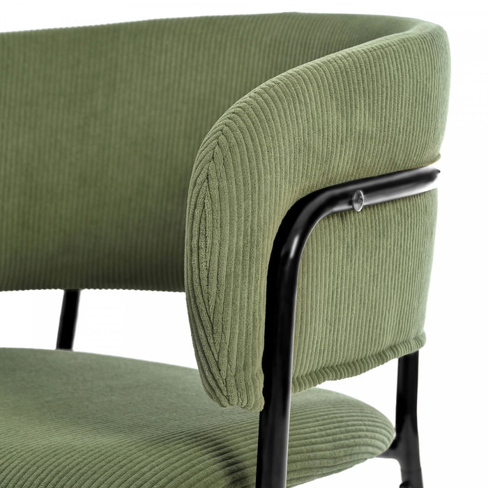 Ethan Ensemble de 6 chaises d’appoint modernes avec assise en velours cotele, pieds inclines et pieds reglables, vert