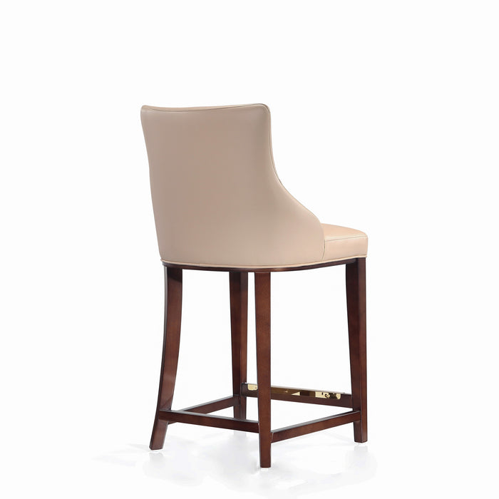 Tabouret de comptoir moderne en bois avec assise rembourree Shubert, couleur beige - Lot de 2