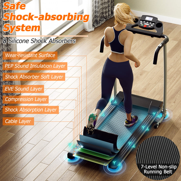 Tapis De Course Pliable, Tapis De Course Motorisee, 12 Programmes Predefinis, Ecran Lcd Reglable, Capteurs De Pouls, Portable, Pour La Maison, Le Bureau, Noir/blanc Et Rose