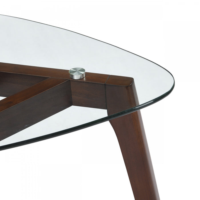 Table D’appoint Nick Avec Plateau En Verre Et Base En Bois Massif - Noyer