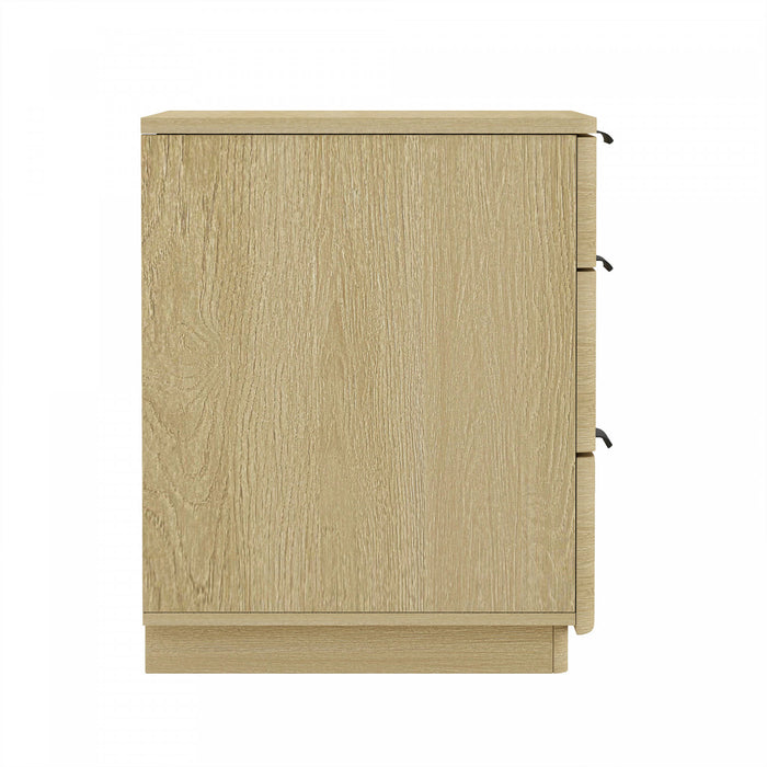Table de nuit moderne Payton 66 cm en chene naturel (3 tiroirs) - Lot de 2