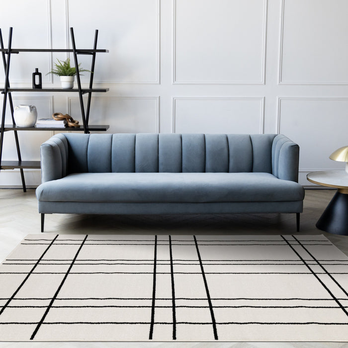 Tapis Covington a carreaux gris et blanc, 5'3\" x 7'7\"