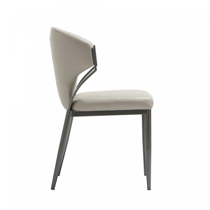 Chaise de salle a manger moderne en cuir vegetalien et metal Kirsten, gris clair - Lot de 4
