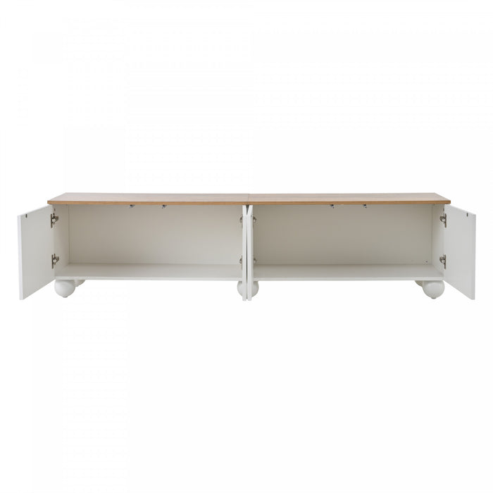 Nathan meuble TV – meuble avec 4 portes et grand espace de rangement, blanc