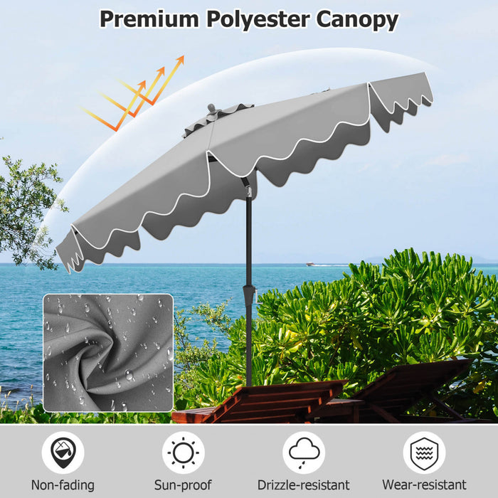 Costway Parasol de patio de 9 pieds a 2 niveaux, parasol de table de marche avec toile protectrice solaire gris