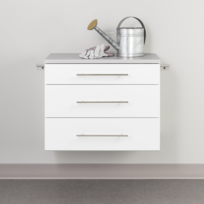 Armoire de plancher HangUps à 3 tiroirs avec rangement - blanche