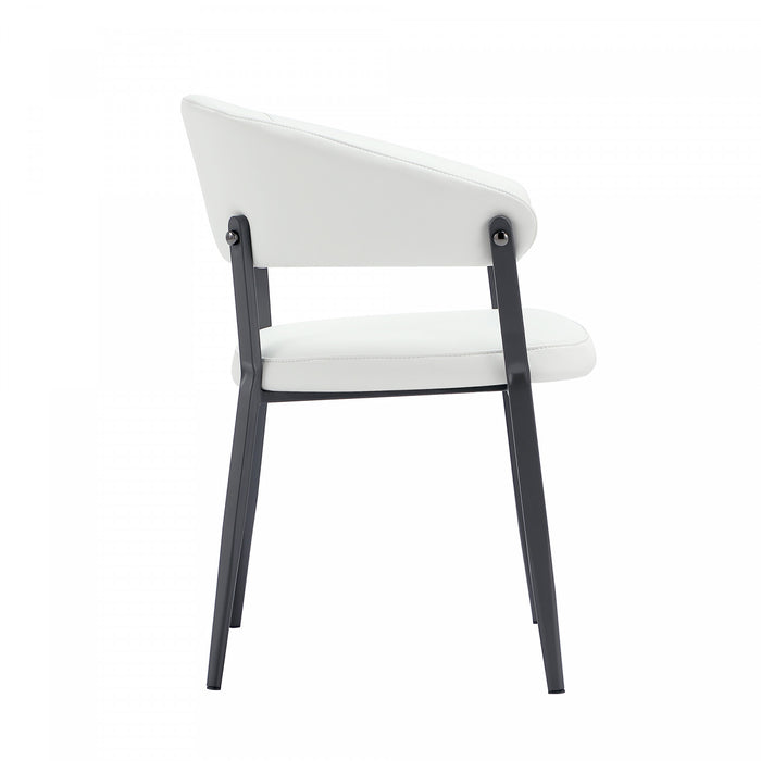 Chaise de salle a manger moderne en metal et tissu Belle, blanche - Lot de 4