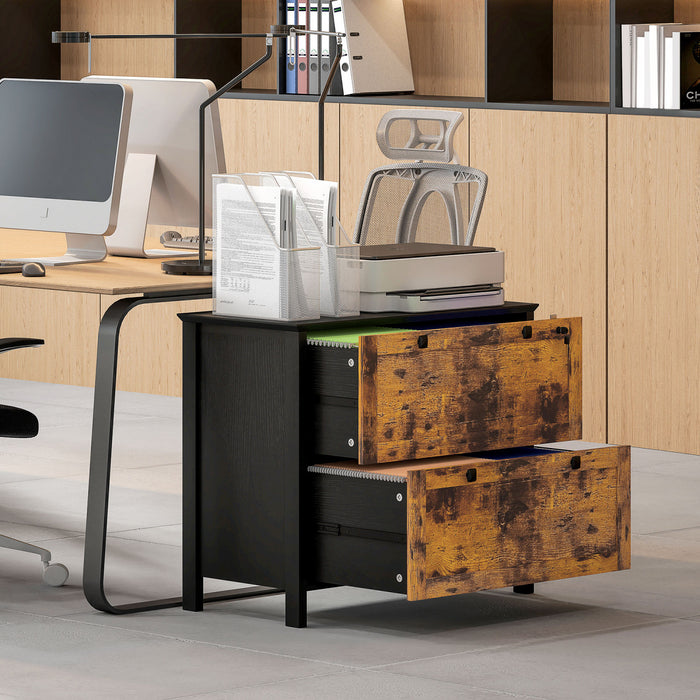 HOMCOM Classeur a 2 tiroirs avec serrure et barre de suspension reglable