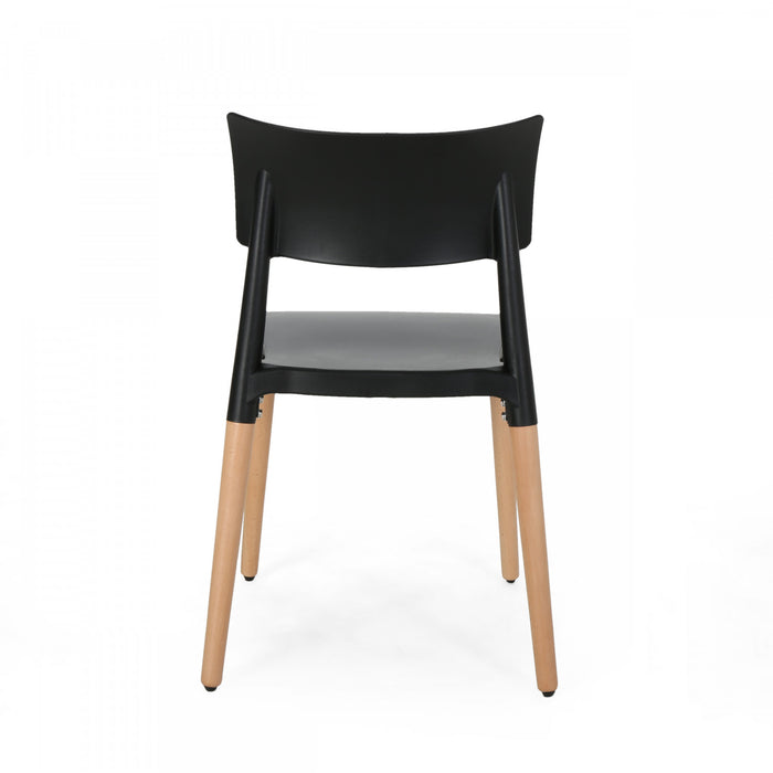 Lot De 2 Chaises De Salle À Manger Mason Avec Assise En Polypropylène Et Pieds En Bois Massif - Noir