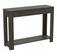 Console de 40 po avec 2 tiroirs et tablette - table de salon gris foncé