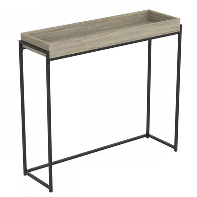 40” Modern Console Table With Sunkey Tray - Dark Taupe With Black Metal | Console moderne de 40 po avec plateau encastré - taupe foncé avec métal noir