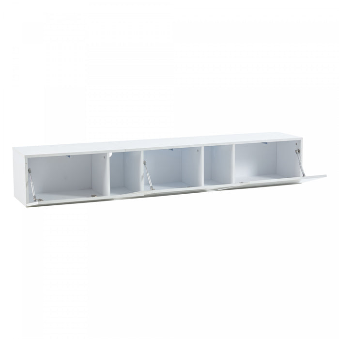 Lumina Meuble TV Mural 64.9 po avec Lumieres LED et Portes Acryliques, Blanc