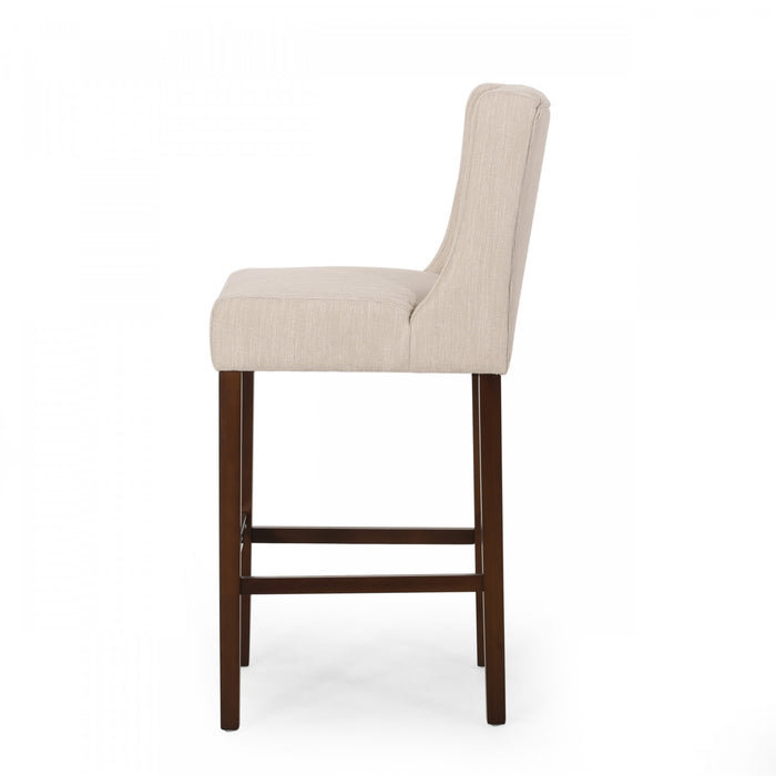 Ensemble De 2 Tabourets De Bar Bruce De 30,5 Po – Hauteur Comptoir – Pattes En Metal Et Tissu Rembourre, Beige