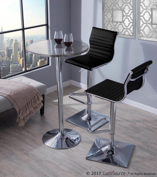 Table Bistro ronde réglable et contemporaine pour bar ou salle à manger - argentée