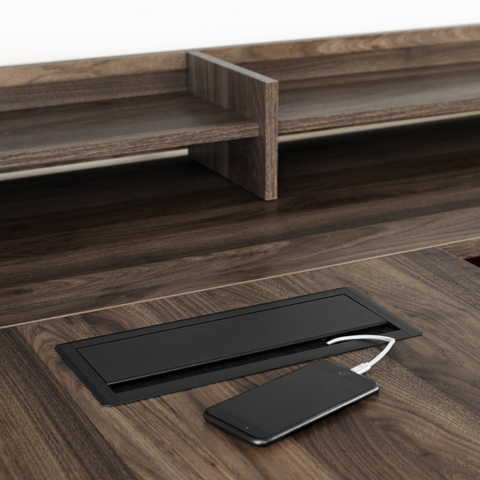 Helsy Bureau en L avec barre d'alimentation et huche amovible Noyer naturel, de Meubles South Shore