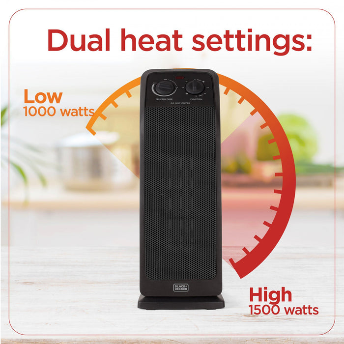 Radiateur tour Black+Decker de 18,7 po avec éléments en céramique