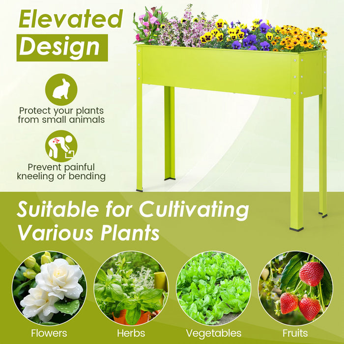 Costway 40\" Lit De Jardin Eleve Avec Les Jambes Boite De Planteur En Metal Elevee Trou De Drainage Cour Arriere Vert