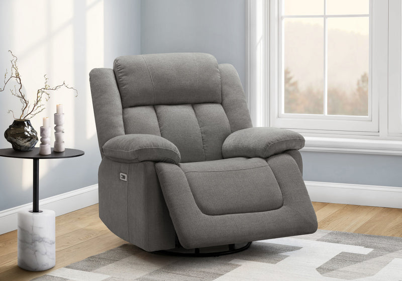 Fauteuil Inclinable Electrique, 39\"L, Planeur, Pivoter, Port Usb Inclus, Tissu Gris Clair