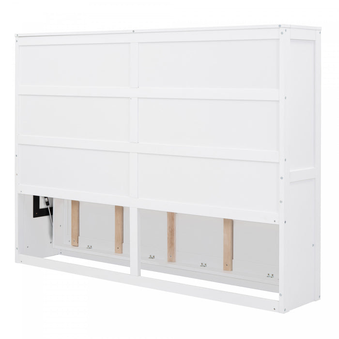 Evelyn Lit mural escamotable gain de place Murphy avec design d’armoire pliable, taille Queen, blanc