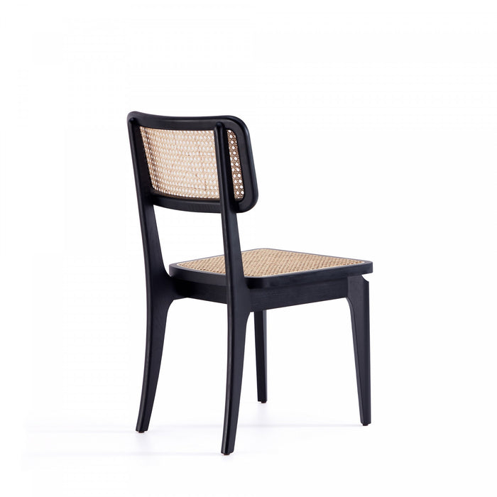Chaise de salle a manger Giverny Industry Chic en bois noir et naturel - Lot de 4
