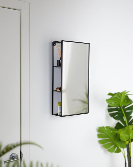Meuble de rangement mural Cubiko de Umbra avec miroir - noir
