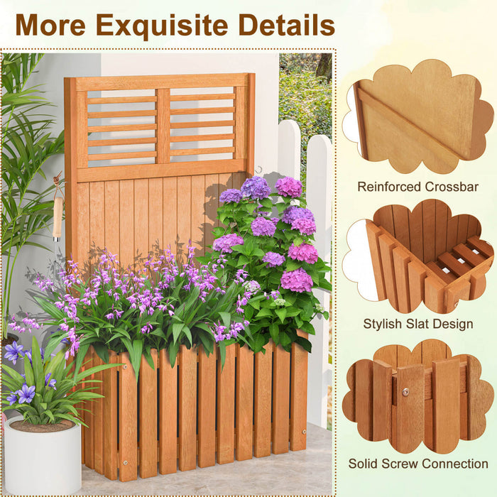 Costway Plante En Bois Stand Souleve Lit De Jardin Avec Trellis & Planter Box Ecran De Confidentialite