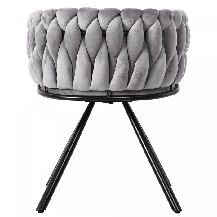 Chaises de salle a manger pivotantes Amelia en velours avec revetement capitonne et pieds en metal, lot de 4, gris
