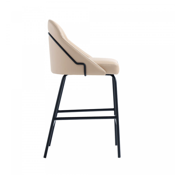 Tabouret de comptoir moderne Gracie en metal et tissu, coloris beige et noir