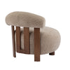 Nube Modern Boucle Accent Chair with Curved Backrest and Four-Leg Design, Light Brown, Walnut | Nube Fauteuil d'Appoint Moderne en Bouclette a Dossier Courbe et Quatre Pieds, Brun Clair, Noyer