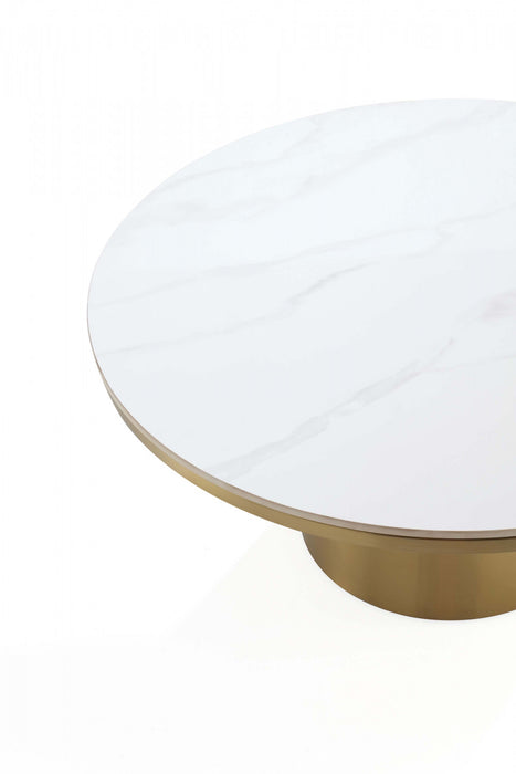 Ensemble moderne et glamour Glenn de 2 tables : table basse et table d’appoint, finition or