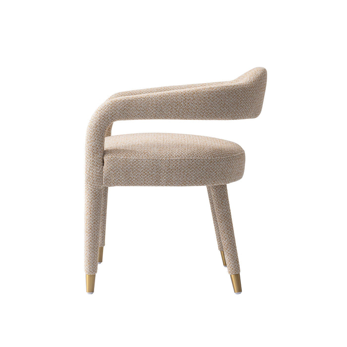 Fauteuil Aspen style milieu du siecle moderne en tweed dore - Lot de 2