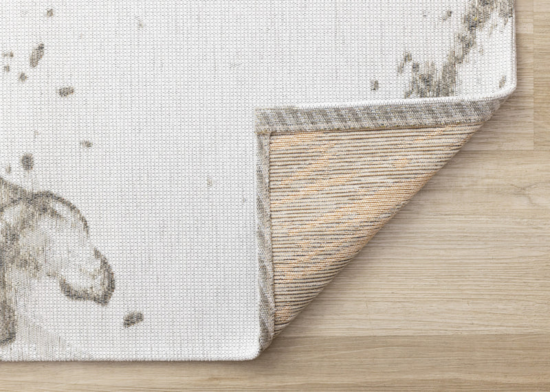 Carpette douce Kylie crème et taupe à motif de coups de pinceau - 7 pi 10 po x 10 pi 10 po