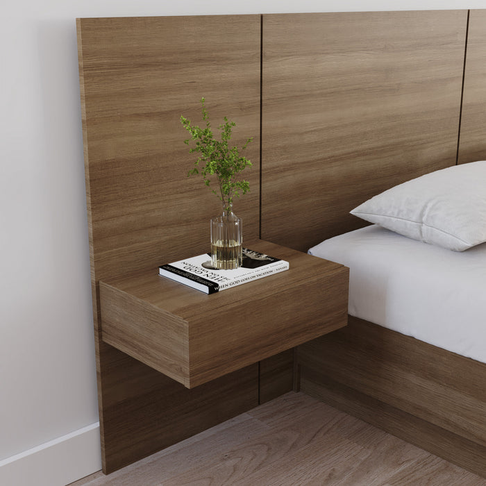 Ensemble 2 panneaux d’extension pour table de nuit flottante Milano Nordika - chêne brun