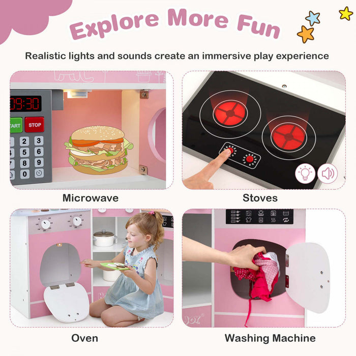 Honeyjoy Coin Cuisine Jeu Avec Machine A Cafe Four Micro-ondes Machine A Laver Rose