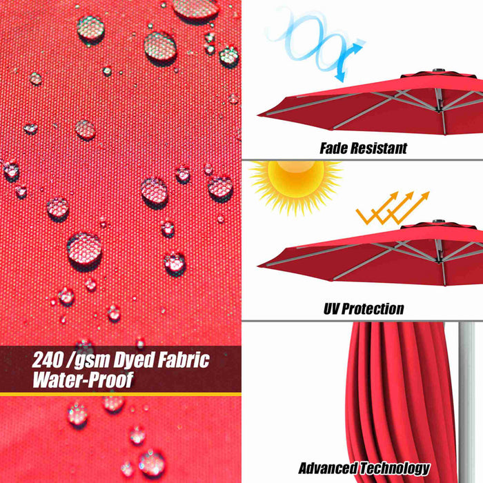 Costway Parasol deporte pour patio de 11 pieds, rotation a 360 degres, inclinaison en aluminium, rouge