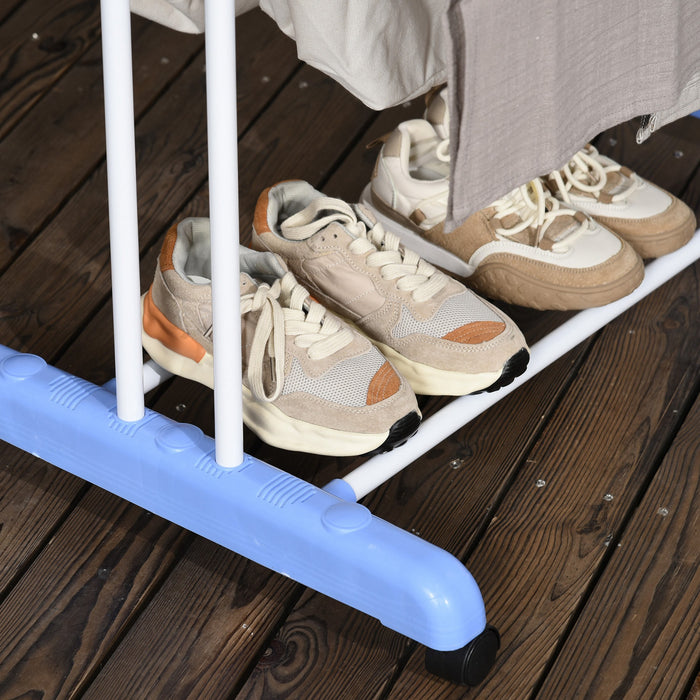 Homcom Etendoir A Linge Pliable Avec 2 Ailes Laterales, 4 Roulettes