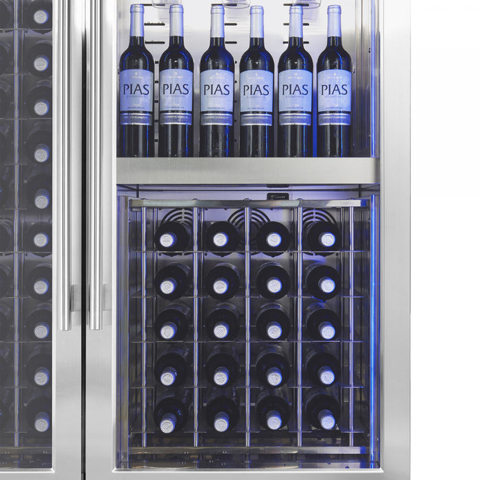 Refroidisseur a vin Abruzzo de48\" double zone,30 pi³, capacite de 130 bouteilles,acier inoxydable-FWCDR6680-48S