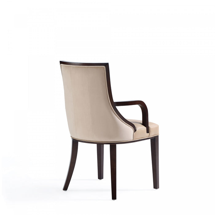 Chaise de salle a manger traditionnelle en bois avec assise rembourree Fifth Avenue, couleur beige - Lot de 2