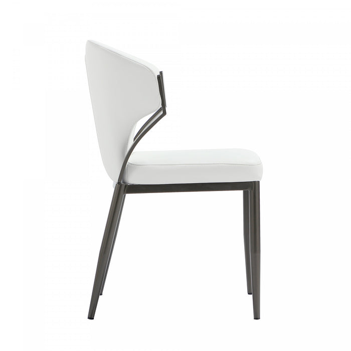 Chaise de salle a manger moderne en cuir vegetalien et metal Kirsten, blanche - Lot de 4