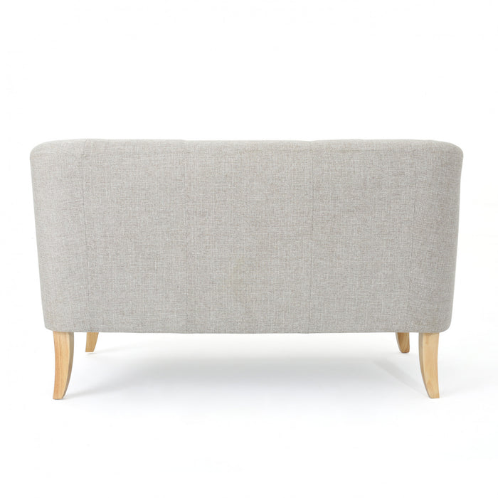 Causeuse Zona En Tissu aspect lin Avec Pattes Évasées En Bois - Beige