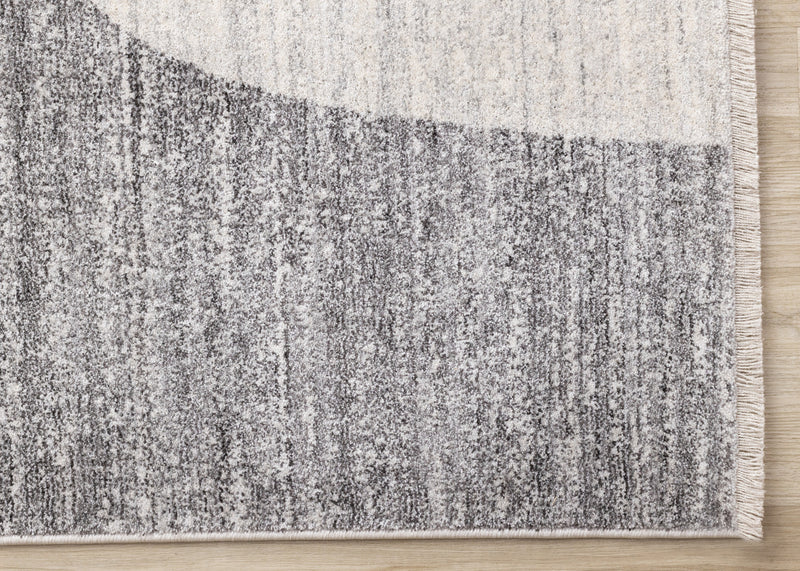 Tapis geometrique gris noir creme Olivia, 5'7\" x 7'10\"