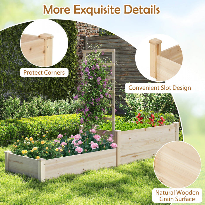Costway 87\" Lit De Jardin Eleve Avec Trellis 2 Boites De Plantation Base Ouverte Pour Patio
