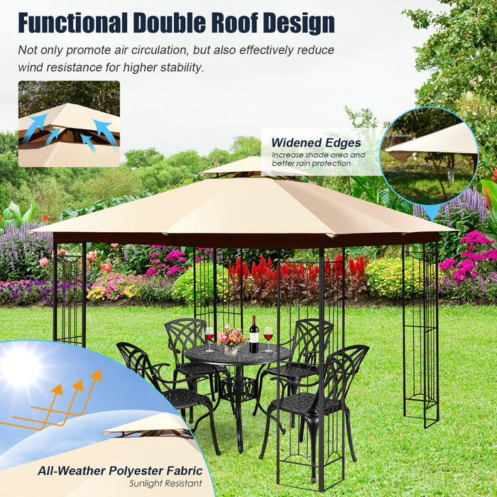 Costway 10’ X 10’ Patio Canopy Gazebo Exterieur 2-tier Tente En Acier Robuste En Forme De L