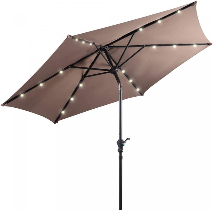 Costway Parasol de marche patio 9ft avec lumieres solaires et pied parasol en acier de 40 LBS