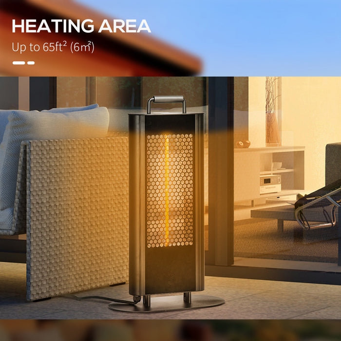 Outsunny Chauffe-terrasse Electrique Avec Eblouissement Ultra-faible Et 6 Reglages De Chaleur, Radiateur Infrarouge Autonome En Alliage D'aluminium De 1200w Avec Telecommande Infrarouge, Noir