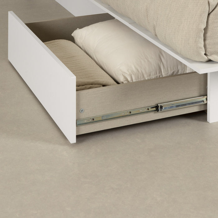 Step One Lit Plateforme Avec Tiroir - Blanc Solide